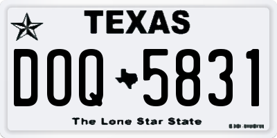 TX license plate DOQ5831