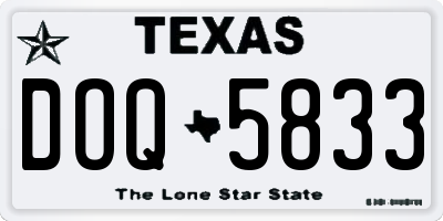 TX license plate DOQ5833