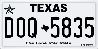 TX license plate DOQ5835