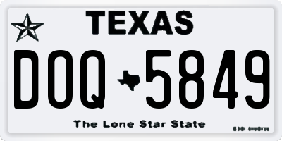 TX license plate DOQ5849