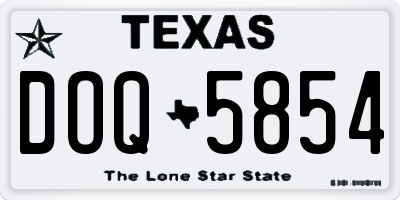 TX license plate DOQ5854