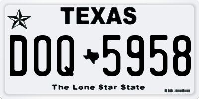 TX license plate DOQ5958
