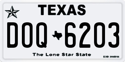 TX license plate DOQ6203