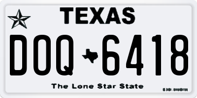 TX license plate DOQ6418