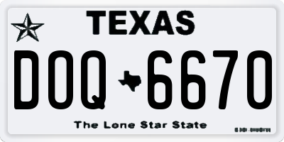 TX license plate DOQ6670