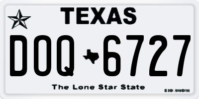 TX license plate DOQ6727