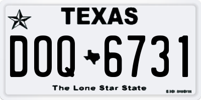 TX license plate DOQ6731