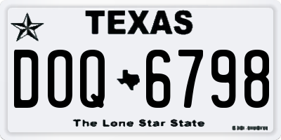 TX license plate DOQ6798