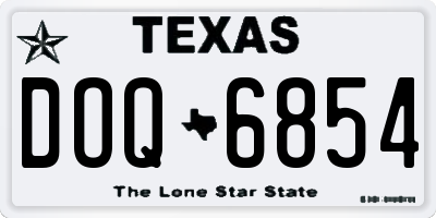 TX license plate DOQ6854