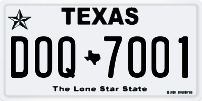TX license plate DOQ7001