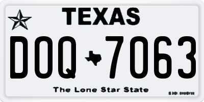TX license plate DOQ7063