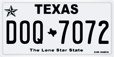 TX license plate DOQ7072
