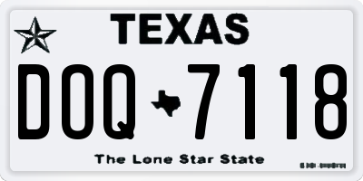 TX license plate DOQ7118