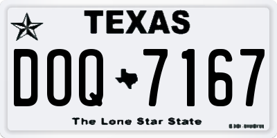 TX license plate DOQ7167