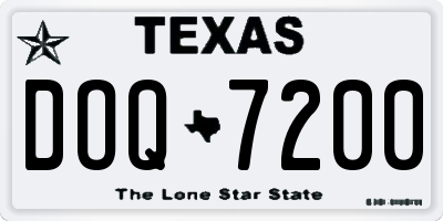TX license plate DOQ7200