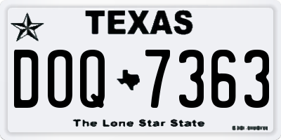 TX license plate DOQ7363