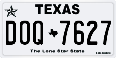 TX license plate DOQ7627