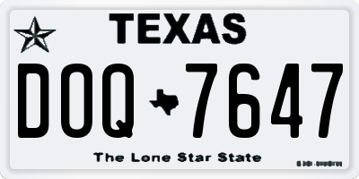 TX license plate DOQ7647