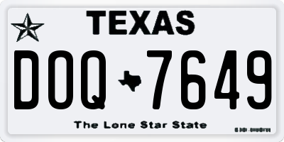 TX license plate DOQ7649