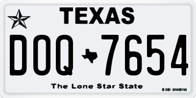 TX license plate DOQ7654