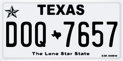TX license plate DOQ7657