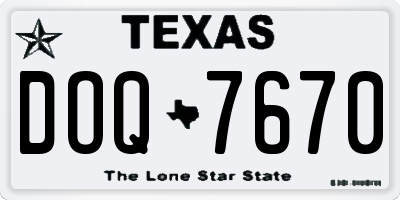 TX license plate DOQ7670