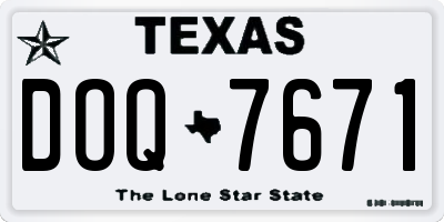 TX license plate DOQ7671