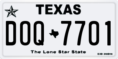 TX license plate DOQ7701