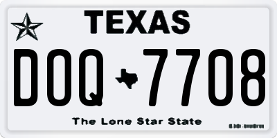TX license plate DOQ7708