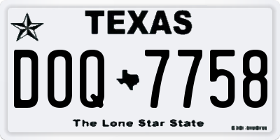 TX license plate DOQ7758