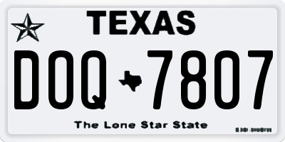 TX license plate DOQ7807