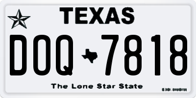TX license plate DOQ7818