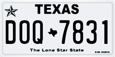 TX license plate DOQ7831