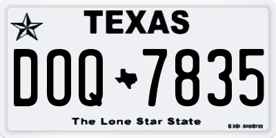 TX license plate DOQ7835