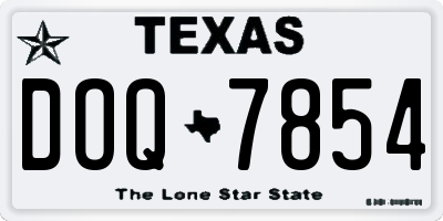 TX license plate DOQ7854