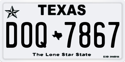 TX license plate DOQ7867