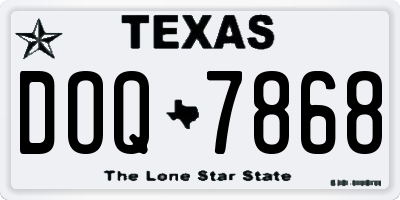 TX license plate DOQ7868