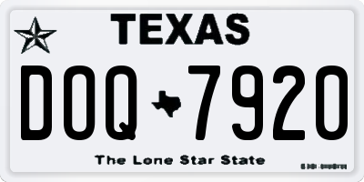 TX license plate DOQ7920