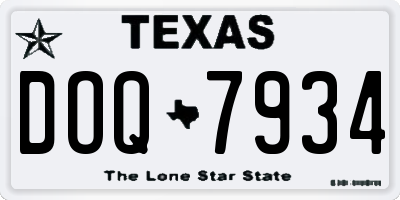TX license plate DOQ7934