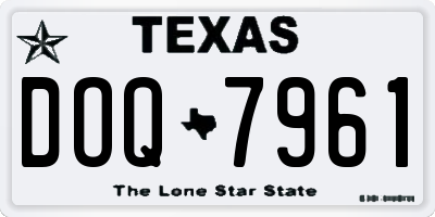 TX license plate DOQ7961