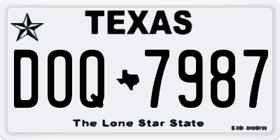 TX license plate DOQ7987