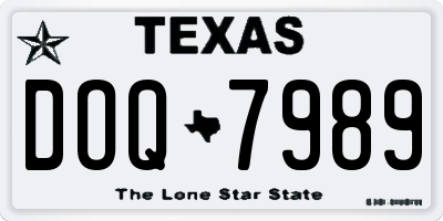 TX license plate DOQ7989