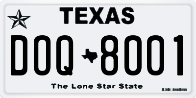 TX license plate DOQ8001