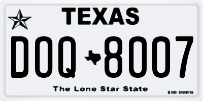 TX license plate DOQ8007