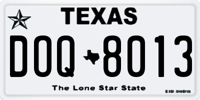 TX license plate DOQ8013