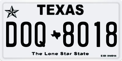 TX license plate DOQ8018
