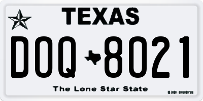 TX license plate DOQ8021