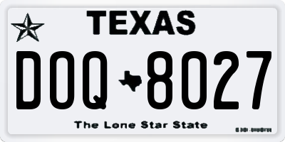 TX license plate DOQ8027