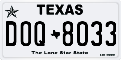 TX license plate DOQ8033