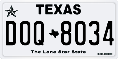 TX license plate DOQ8034
